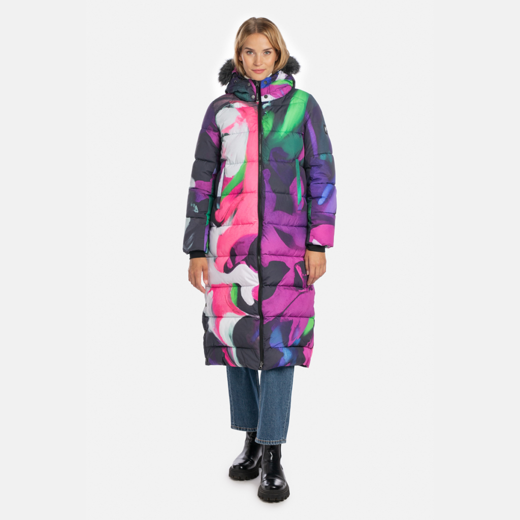 Sieviešu mētelis GUDRUN, violets ar rakstu 51283, XXL