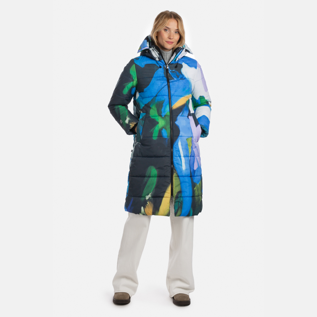Sieviešu mētelis JOVIA, zils ar rakstu 51235, M