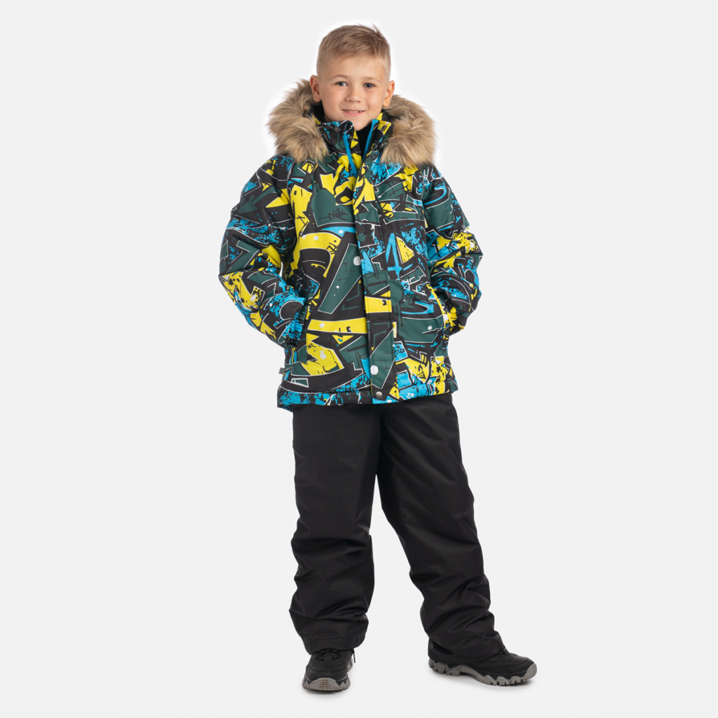Zēnu  komplekts WINTER, mežs zaļš raksts/melns 52297, 146