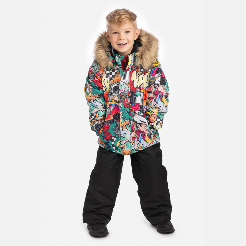 Zēnu  komplekts WINTER, sarkans ar rakstu/melns 52504, 140
